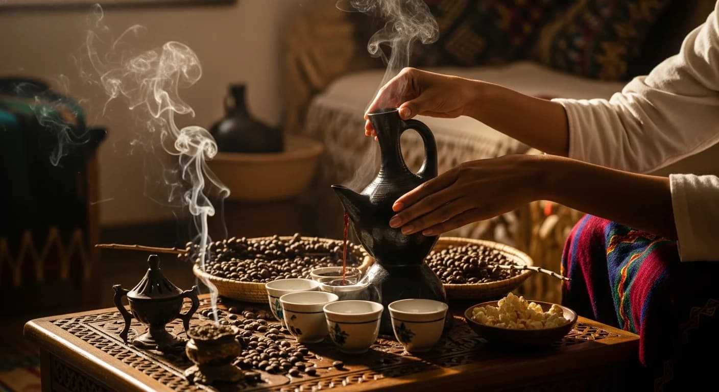 エチオピアのコーヒーセレモニー|コーヒー発祥の地の伝統的な儀式